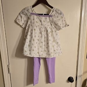 Shabby Chic White and Lavender Girls Shirt And Pant Set